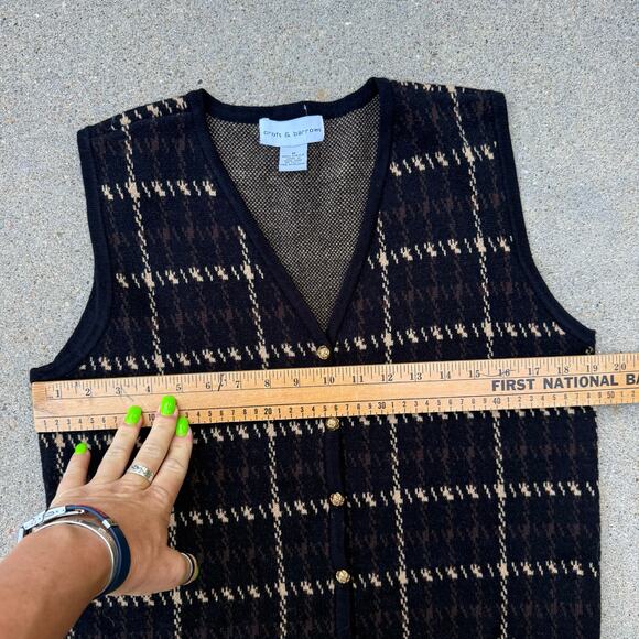 Y2K Croft & Barrow Houndstooth Dark Moody Black Gold Plaid Sweater Vest MEDIUM - Picture 3 of 7